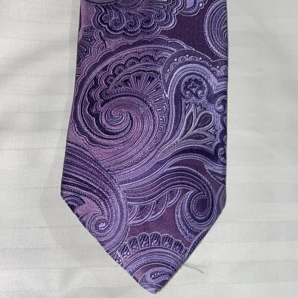 Ike Behar Purple Paisley Tie Silk